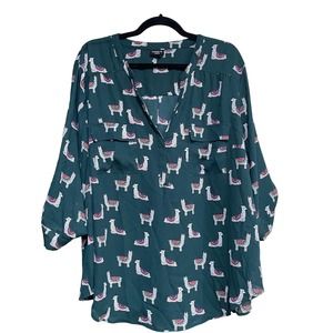 Torrid blouse top size 2 green lamb design